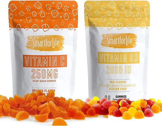 Vitamin D3 and Vitamin C Gummies Bundle for the Whole Family - Smart for Life
