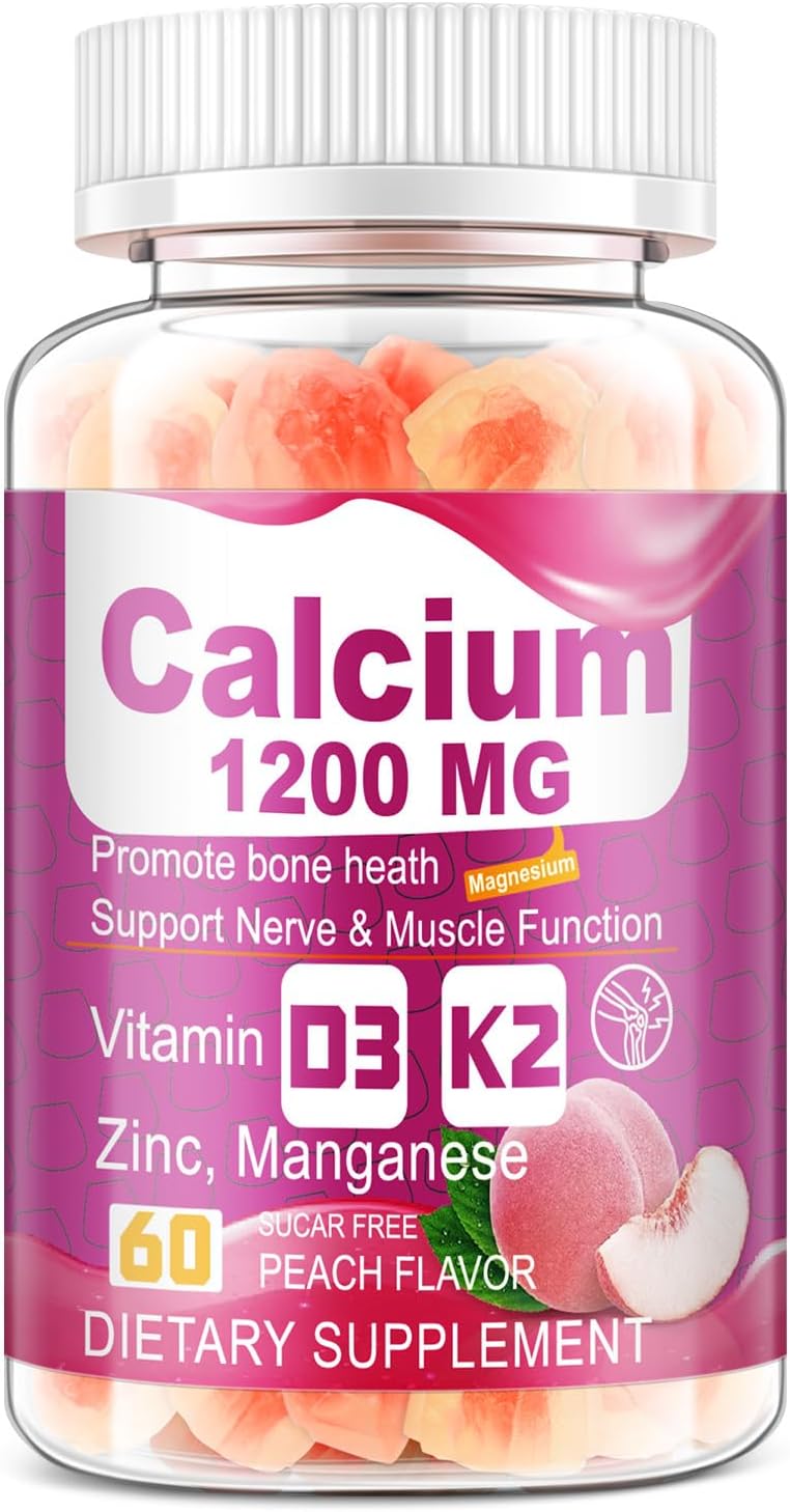 Vitamin D3 K2 Calcium Citrate Gummies with Zinc, Magnesium, Boron, and Copper for Bone and Immune Support - Sugar-Free Chewable Supplement