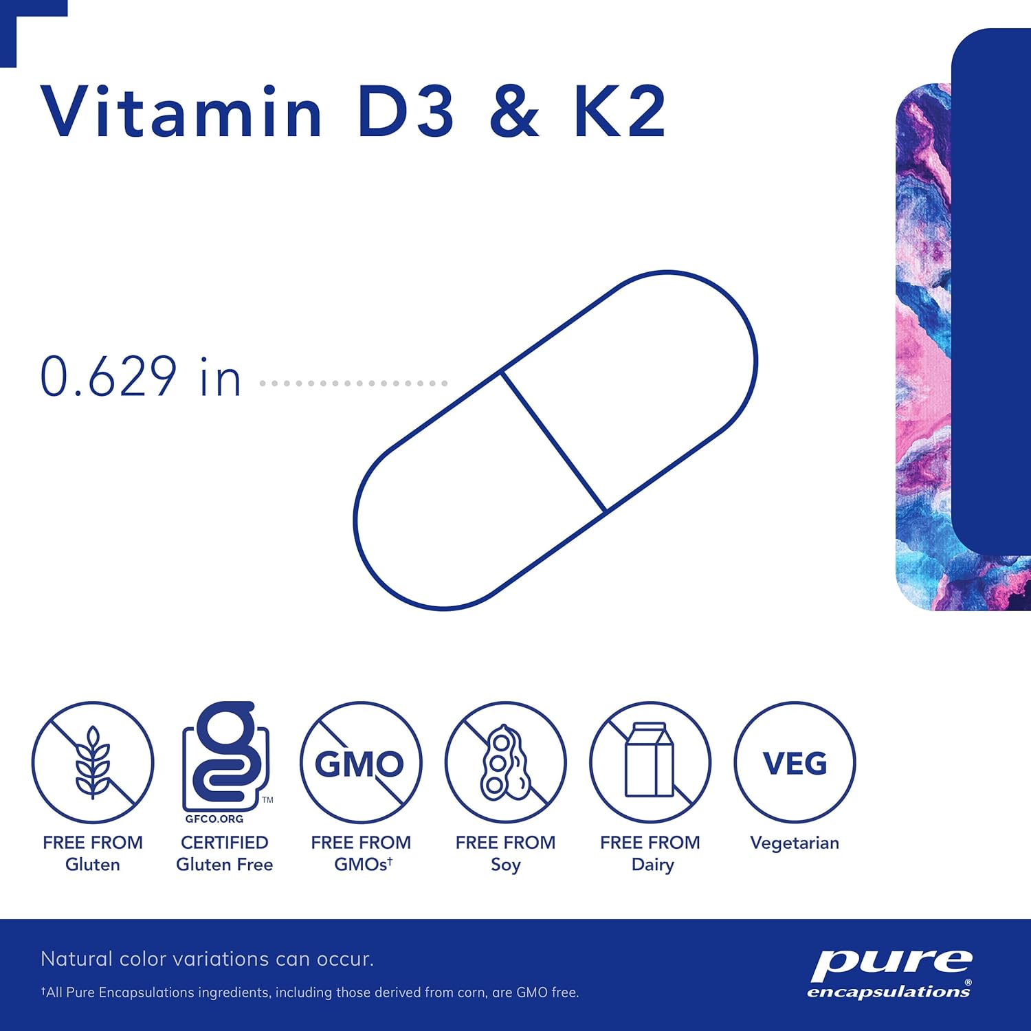 Vitamin D3 & K2 Capsules for Bone and Vascular Health - 120 Count