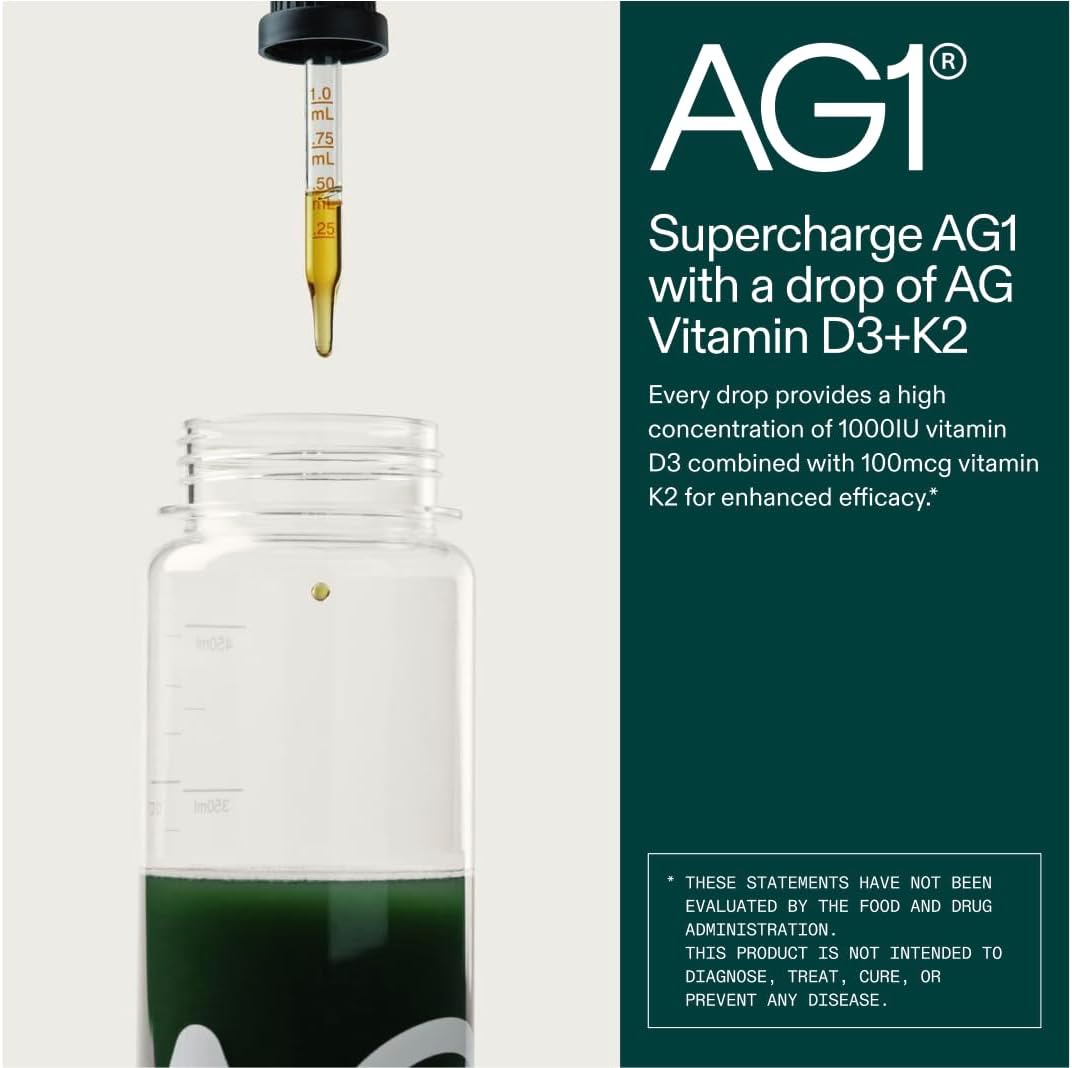 Vitamin D3 K2 Drops with 1000IU D3 & 1000mcg K2 for Bone Density & Calcium Absorption