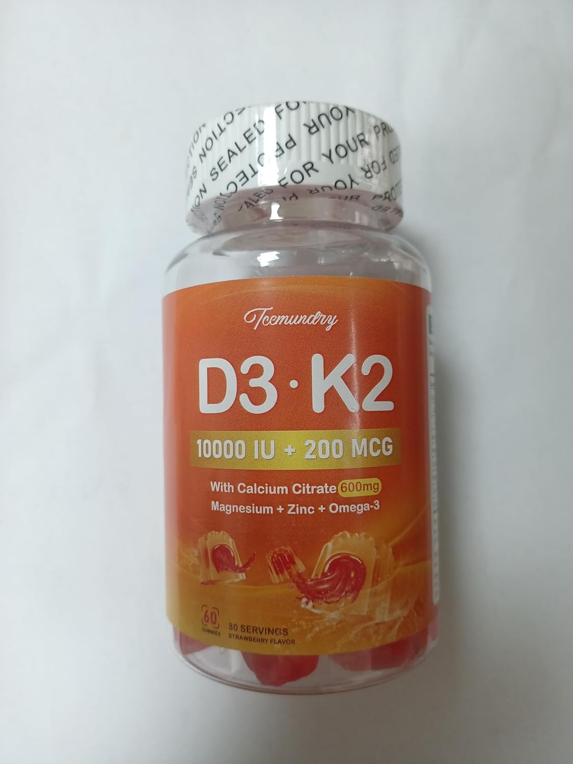 Vitamin D3 K2 Gummies for Adults with 5000IU/10000IU - Calcium, K2 (MK-7), Magnesium, Zinc, Omega-3 Supplement