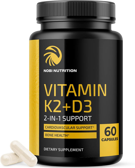 Vitamin D3 K2 Immune System Support Supplement 5000 IU | Strong Bones & Teeth | Vit D3 125mcg, Vitamin K2 MK7 100mcg, Calcium 210mg & BioPerine | Non-GMO | 60 Capsules