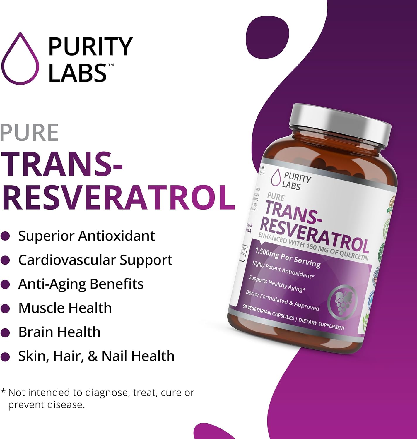 Vitamin D3 K2 & Pure Trans-Resveratrol Supplement by Purity Labs - High-Quality Formula for Optimal Health