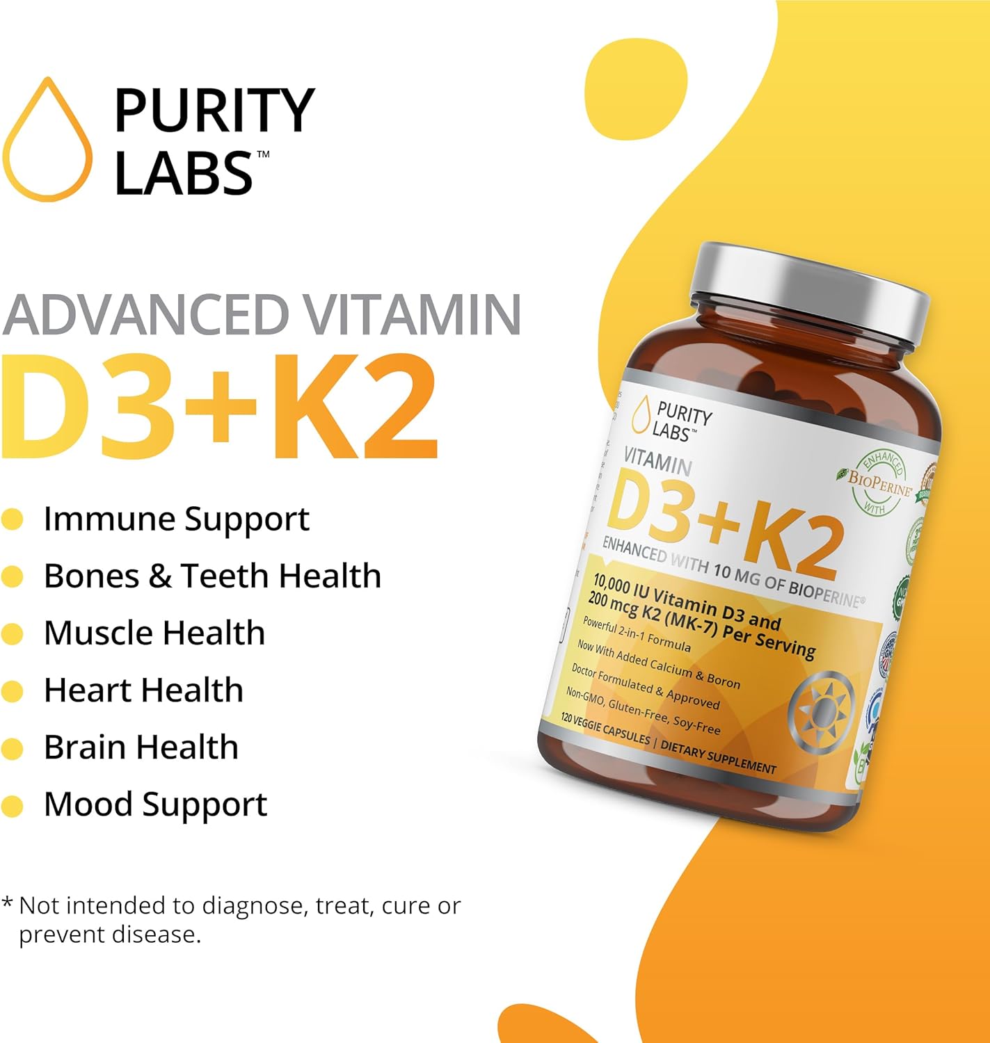 Vitamin D3 K2 & Pure Trans-Resveratrol Supplement by Purity Labs - High-Quality Formula for Optimal Health