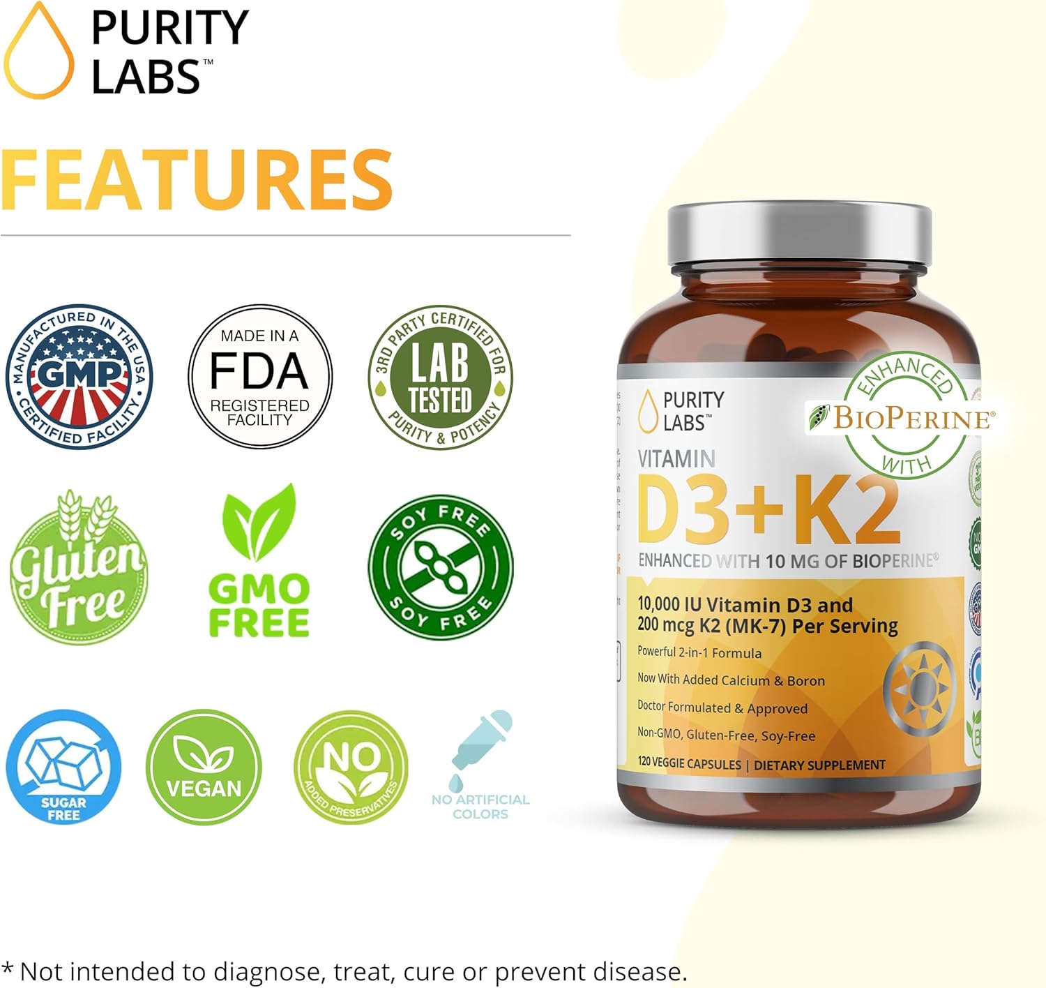 Vitamin D3 K2 & Pure Trans-Resveratrol Supplement by Purity Labs - High-Quality Formula for Optimal Health