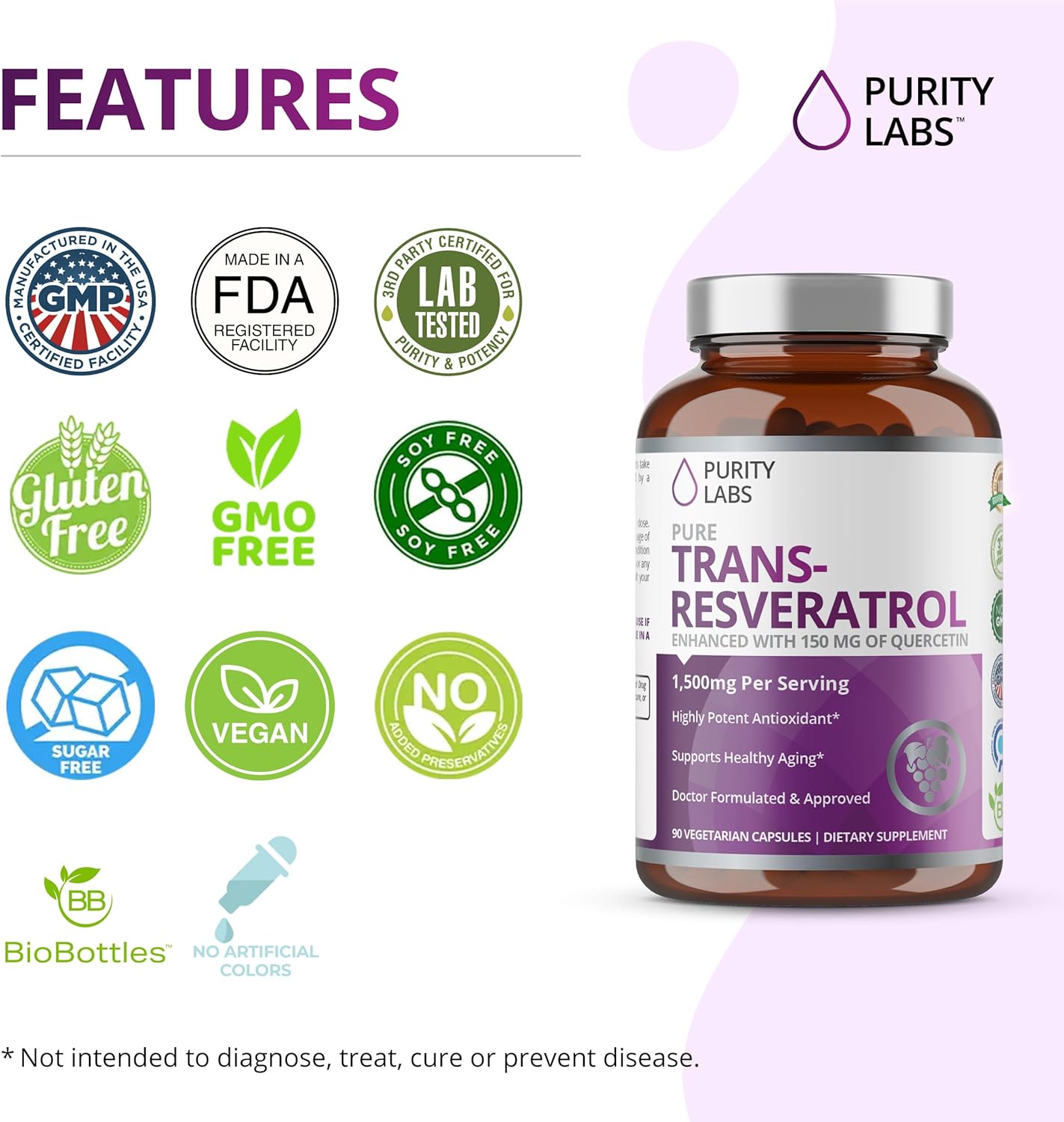 Vitamin D3 K2 & Pure Trans-Resveratrol Supplement by Purity Labs - High-Quality Formula for Optimal Health