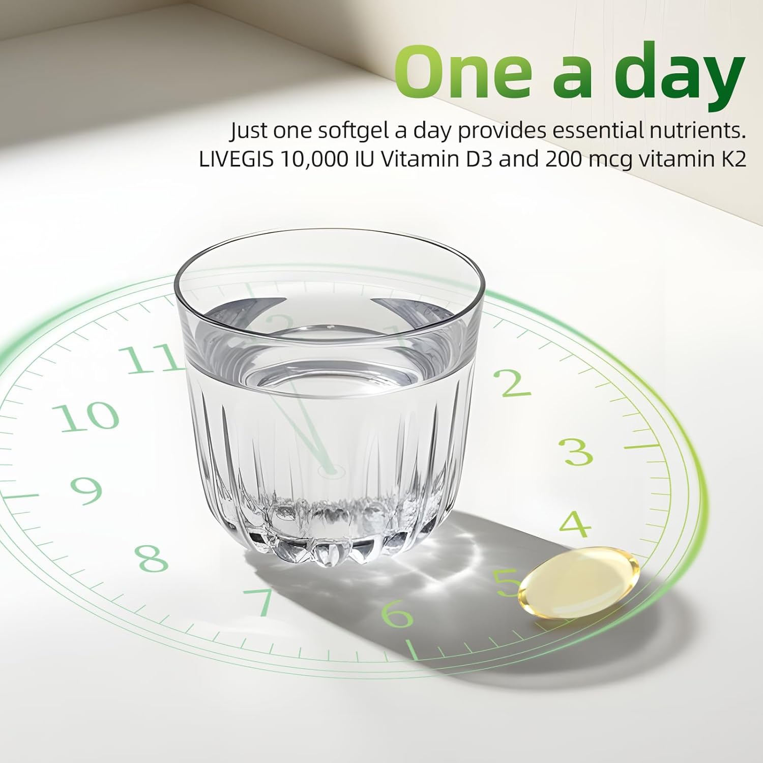 Vitamin D3 K2 Softgels with Coconut Oil - 10000 IU D3 and 200 mcg K2 (MK-7) - Easy to Swallow 2 in 1 Supplement for Calcium Absorption, Immune, and Heart Health - 90 Count