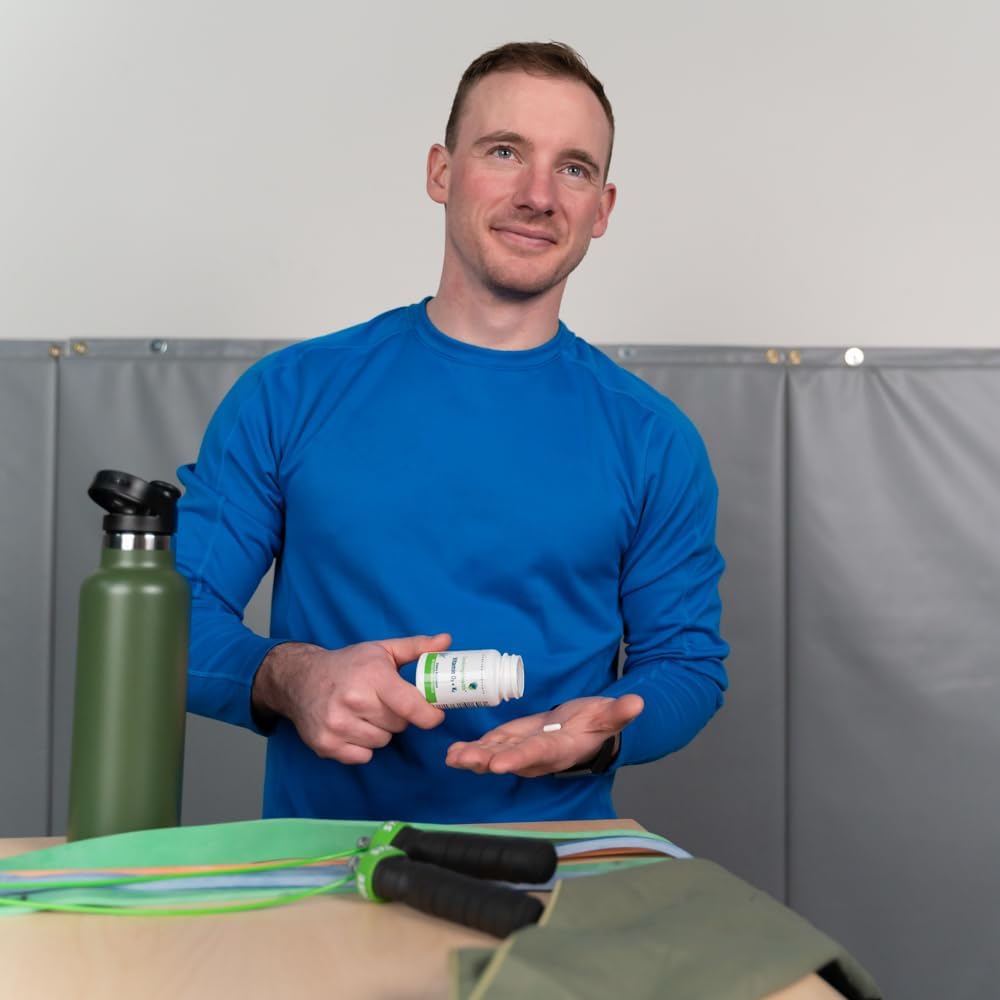 Vitamin D3 + K2 Supplement for Bone, Immune, and Circulatory Health - 5000 IU D3, 100 mcg K2 - 60 Vegetarian Capsules