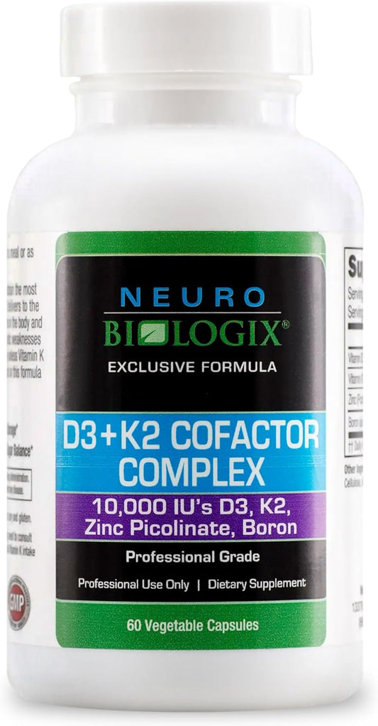 Vitamin D3+K2 Cofactor Complex with Zinc & Boron - Supports Bone, Heart, & Immune Health - 60 Capsules