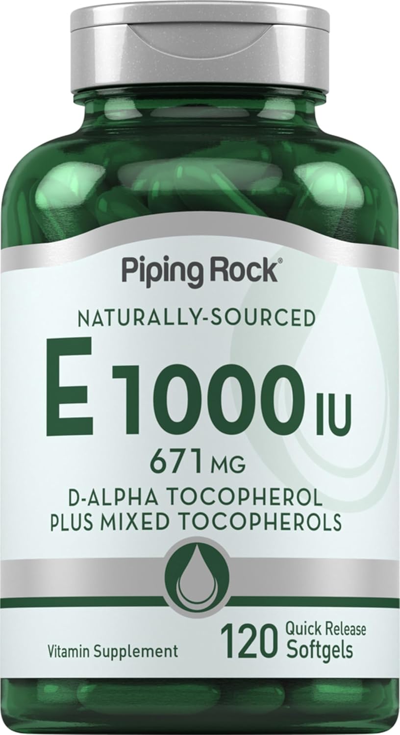 Vitamin E 1000 IU Softgels with D-Alpha and Mixed Tocopherols - 120 Count - Gluten Free, Non-GMO Supplement
