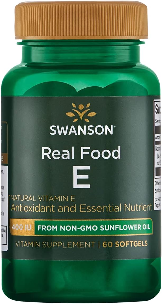 Vitamin E 400 IU Softgels from Non-GMO Sunflower Oil - 60 Count - Swanson Natural Formula
