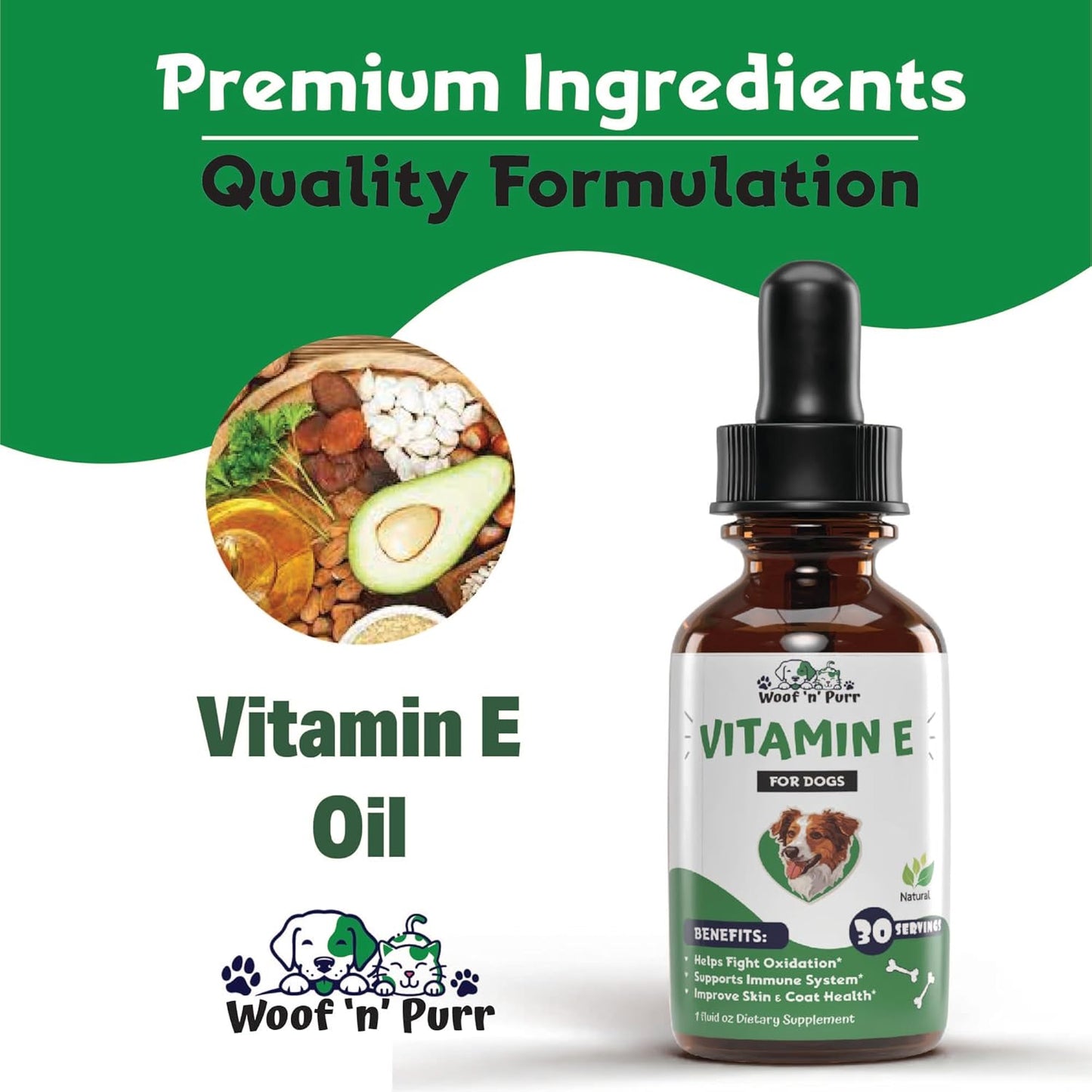 Vitamin E Supplement for Dogs - Boost Canine Immune System - 1 fl oz