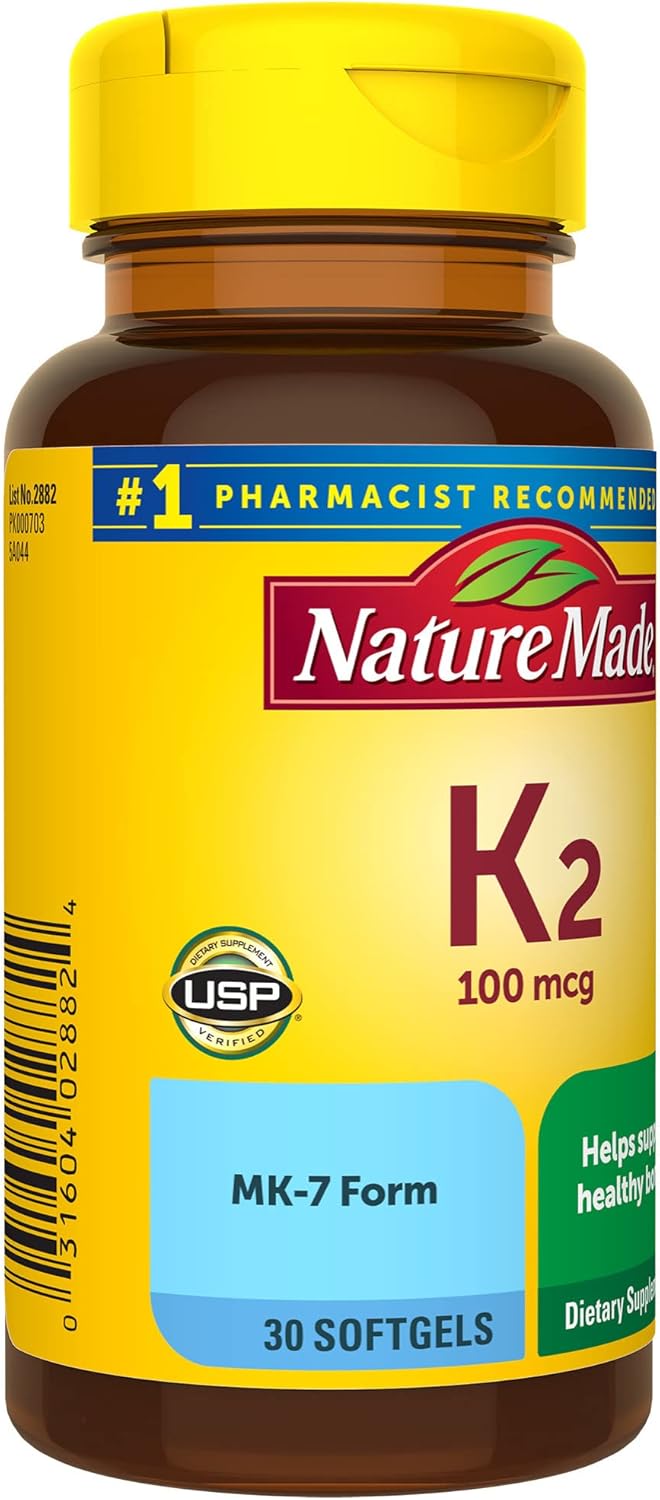 Vitamin K2 100 mcg Softgels for Healthy Bones - 30 Day Supply