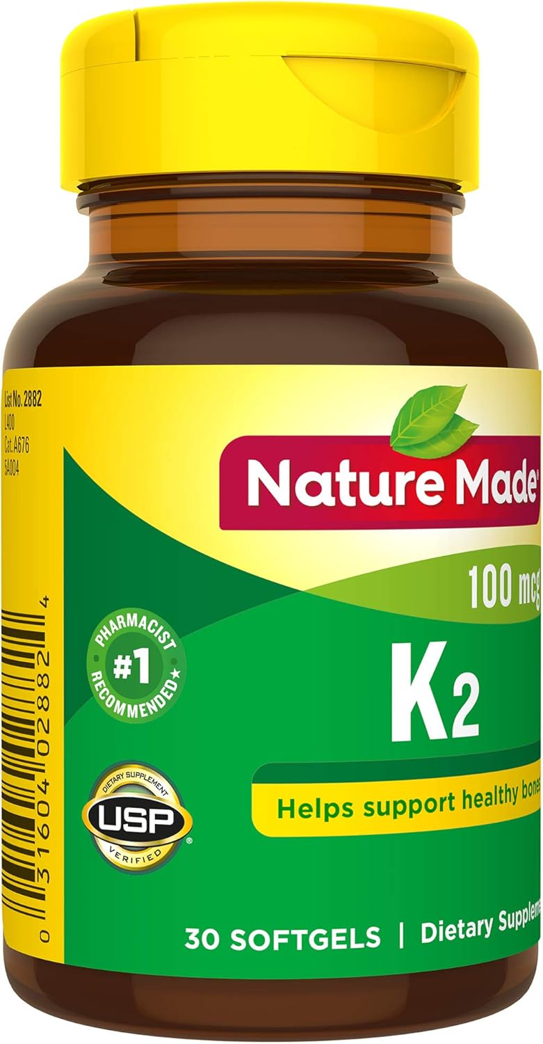 Vitamin K2 100 mcg Softgels for Healthy Bones - 30 Day Supply