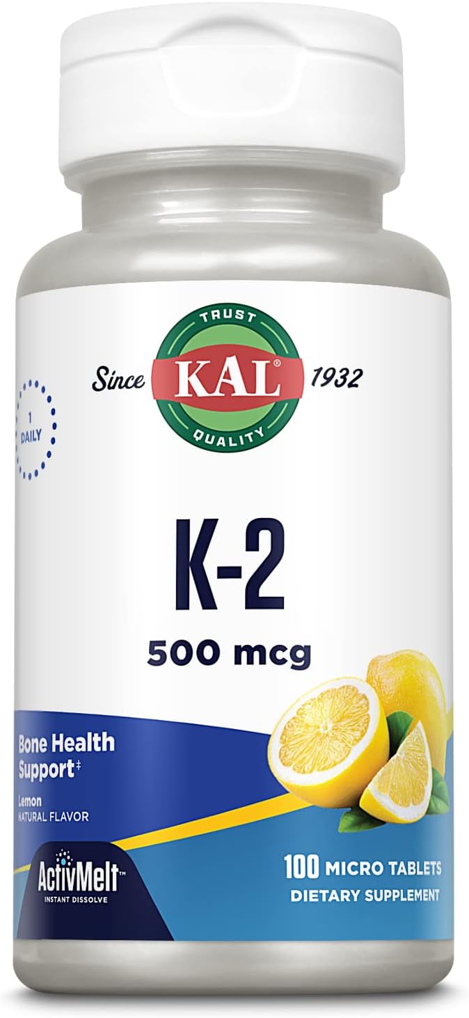 Vitamin K2 500mcg Bone Heart Artery Health Supplement ActivMelts Lemon Vegetarian Tablets