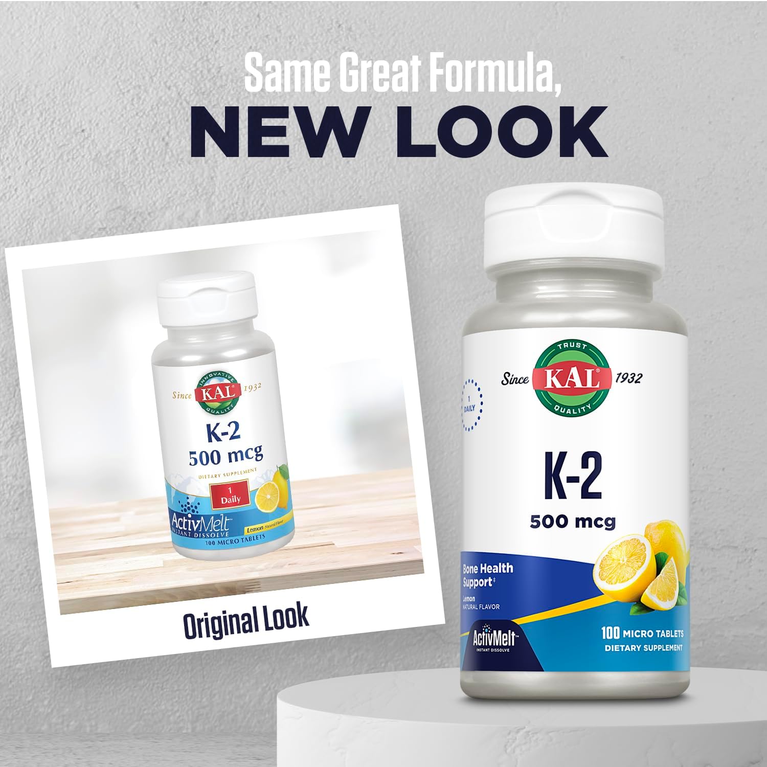 Vitamin K2 500mcg Bone Heart Artery Health Supplement ActivMelts Lemon Vegetarian Tablets