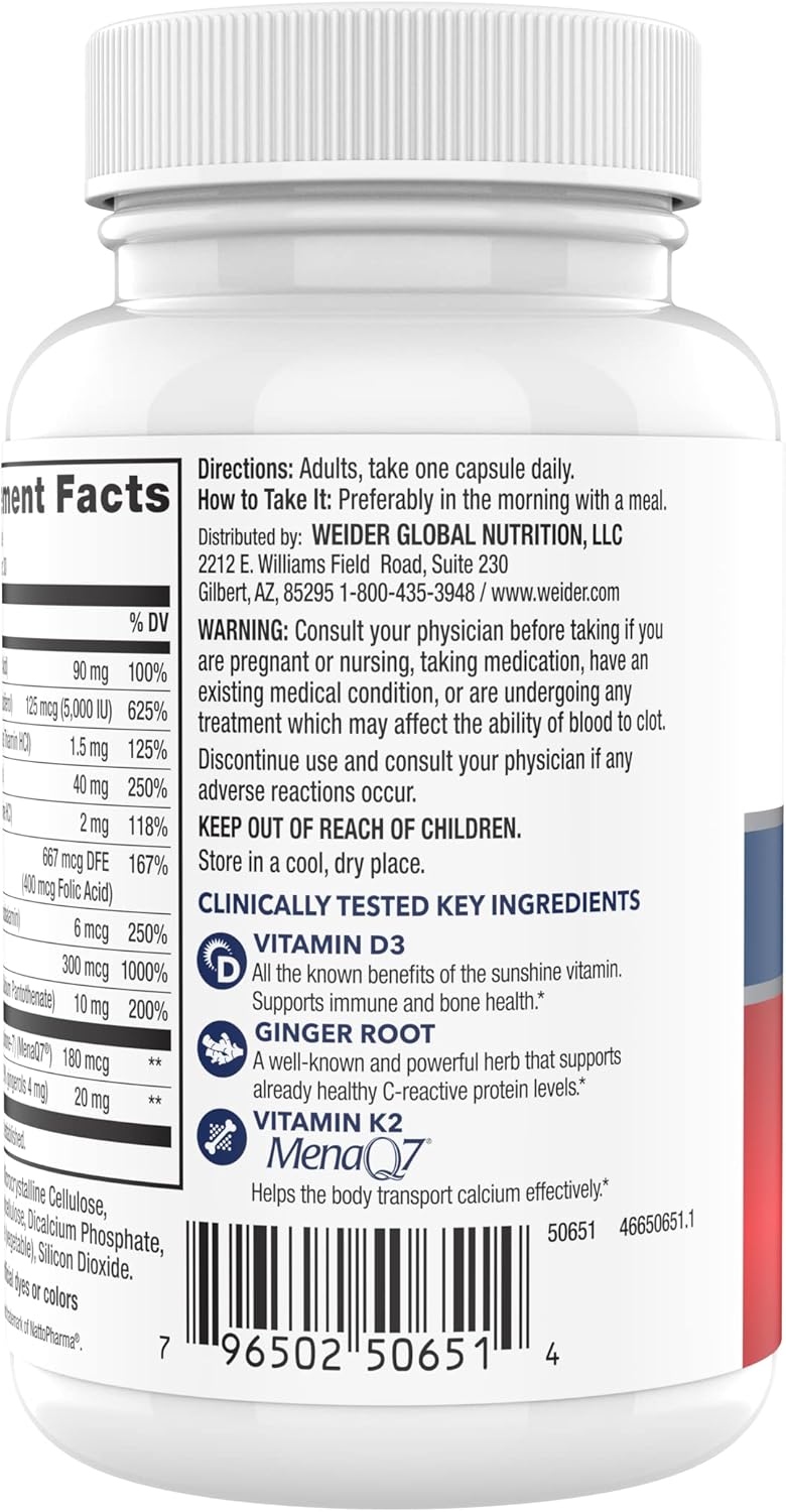 Vitamin K2 & D3 Supplement for Heart, Immune, and Bone Health - 30 Veggie Capsules