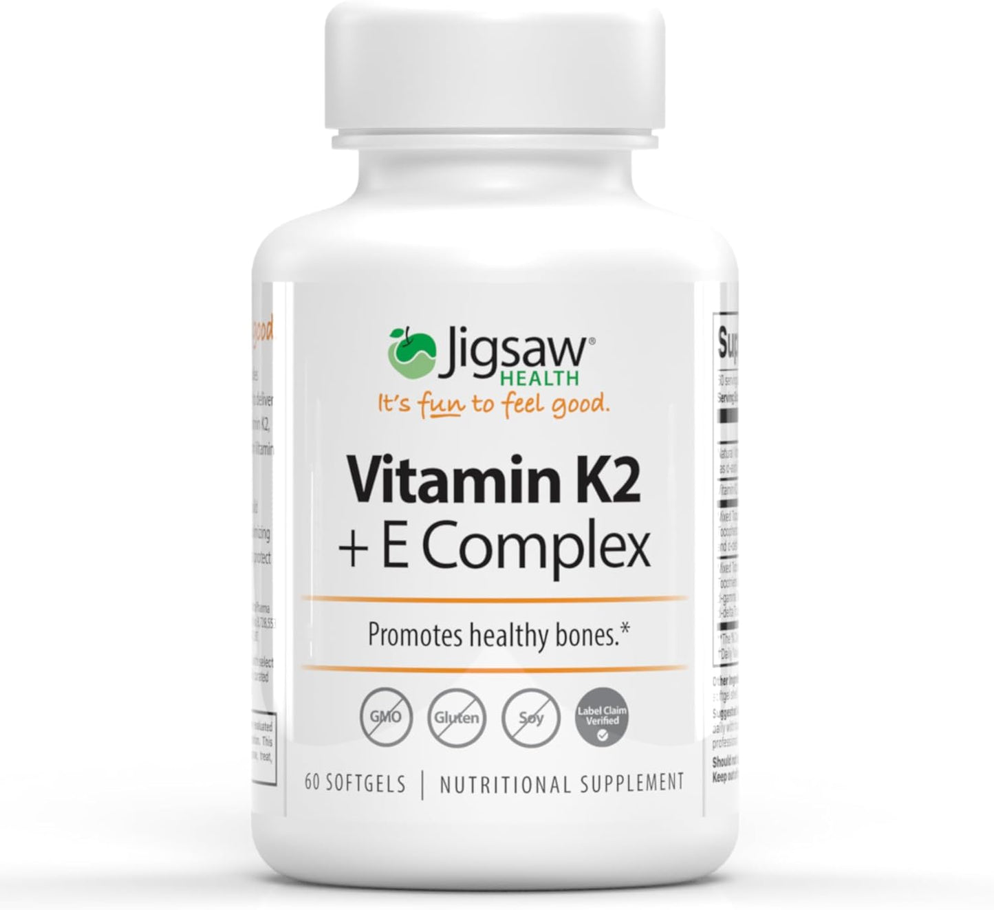Vitamin K2 + E Complex Softgels for Bone Health - 60 Count