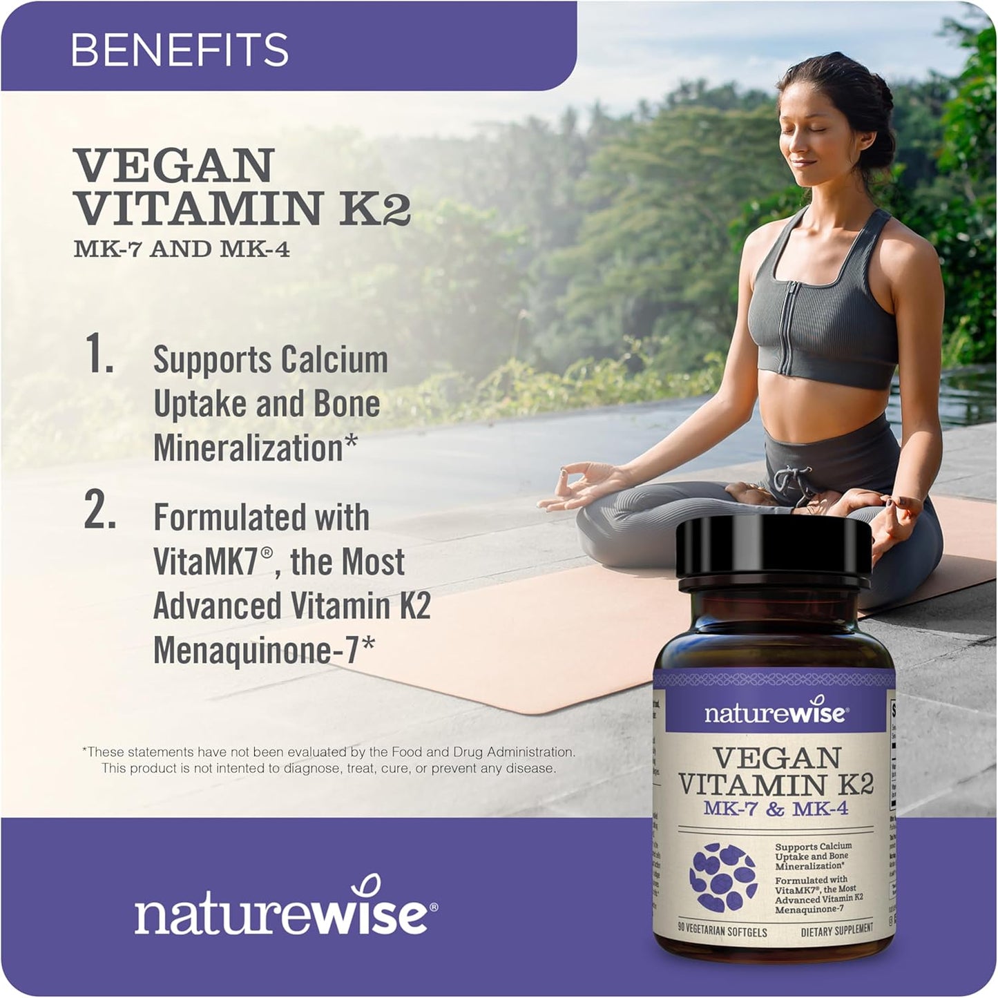 Vitamin K2 MK-7 100mcg and MK-4 500mcg Supplement for Bone and Heart Health - Enhanced Bioavailability - Vegan, Gluten Free - 90 Softgels