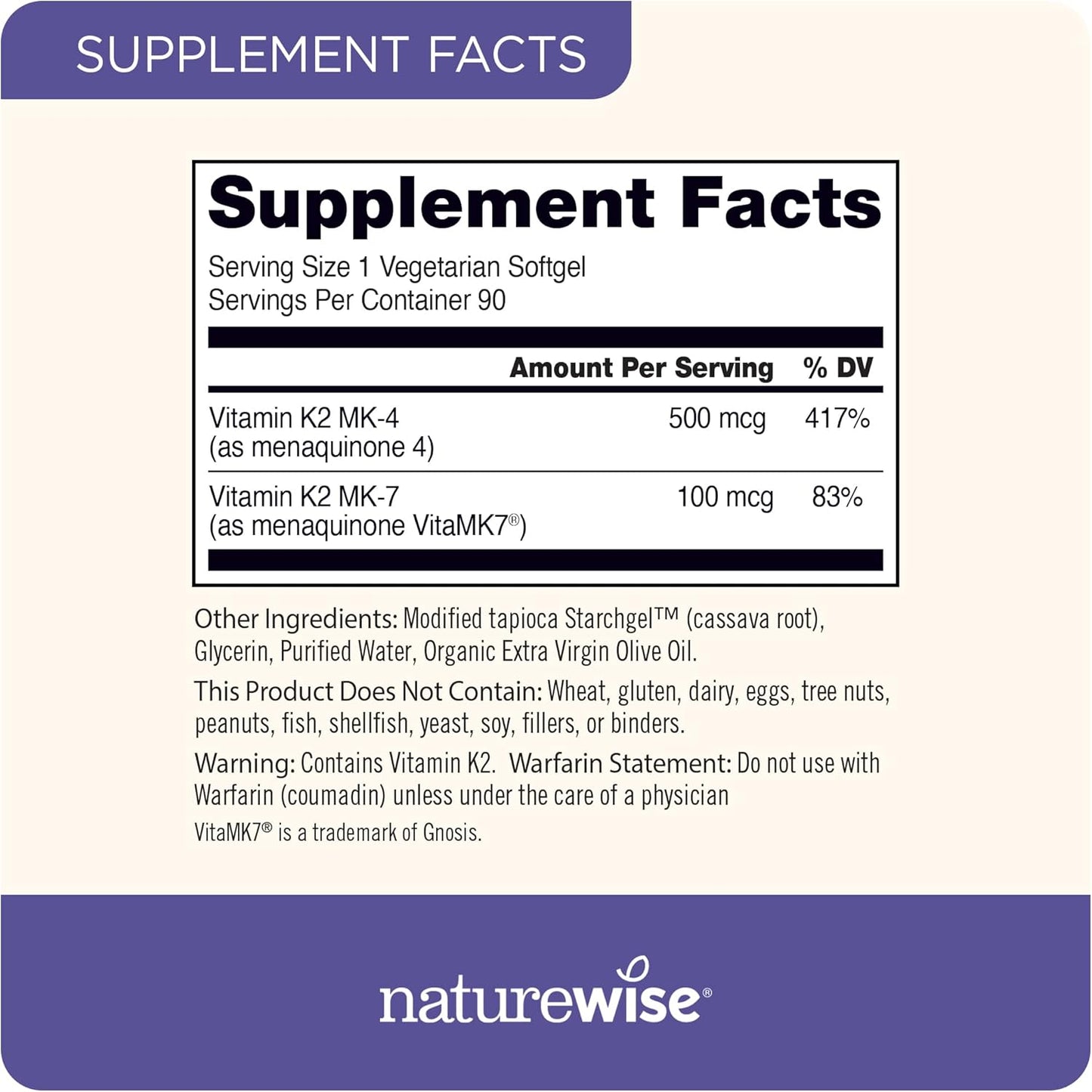 Vitamin K2 MK-7 100mcg and MK-4 500mcg Supplement for Bone and Heart Health - Enhanced Bioavailability - Vegan, Gluten Free - 90 Softgels
