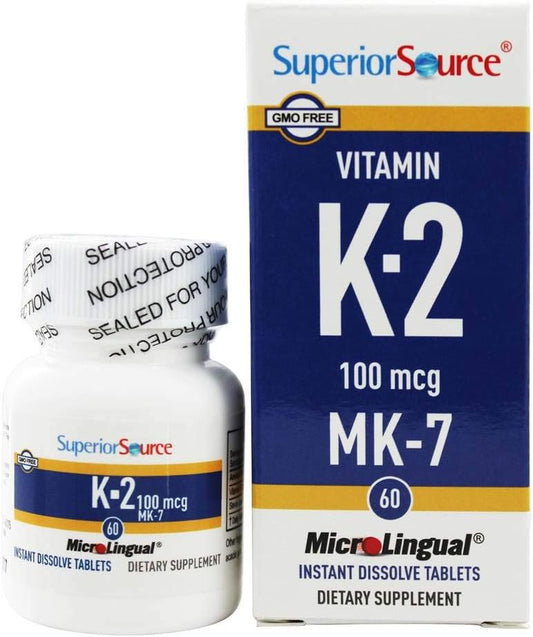 Vitamin K2 MK-7 100mcg Quick Dissolve Tablets, 60 Count, Bone & Artery Health, Immune & Heart Support