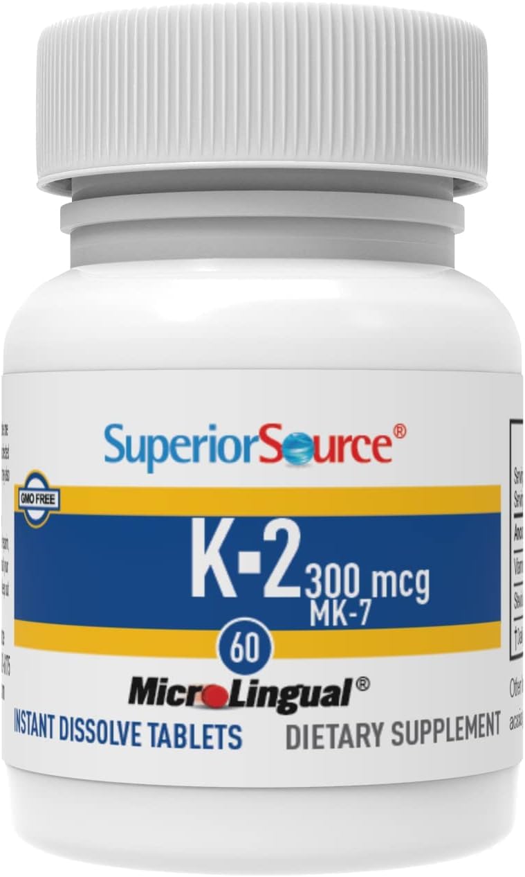 Vitamin K2 MK-7 300 mcg Quick Dissolve Tablets 60 ct Bone & Artery Health Immune Cardio Support Non-GMO