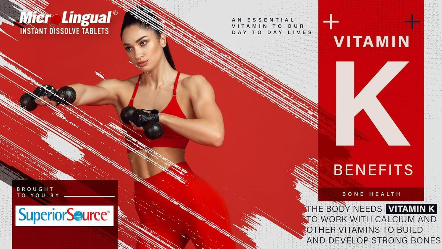 Vitamin K2 MK-7 300 mcg Quick Dissolve Tablets 60 ct Bone & Artery Health Immune Cardio Support Non-GMO