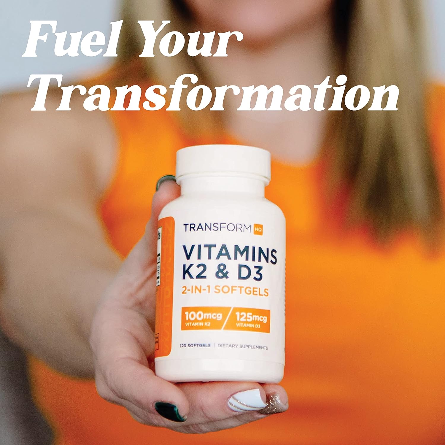 Vitamin K2 (MK7) 100mcg + Vitamin D3 5000 IU Softgels - Gluten Free & Non-GMO - 120 Count
