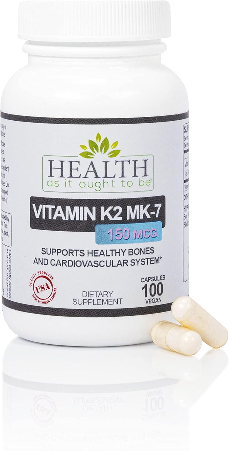 Vitamin K2 MK7 150mcg Supplement for Optimal Health | Supports Vitamin D | Soy Free | High Purity | 100 Capsules