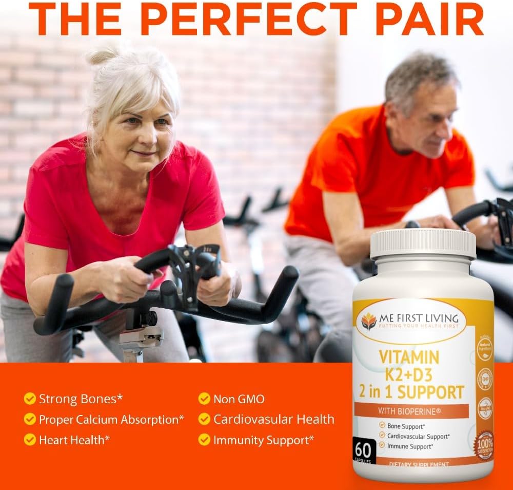 Vitamin K2 (MK7) with D3 Supplement for Bone and Heart Health - Non-GMO Formula with Easy-to-Swallow Capsules