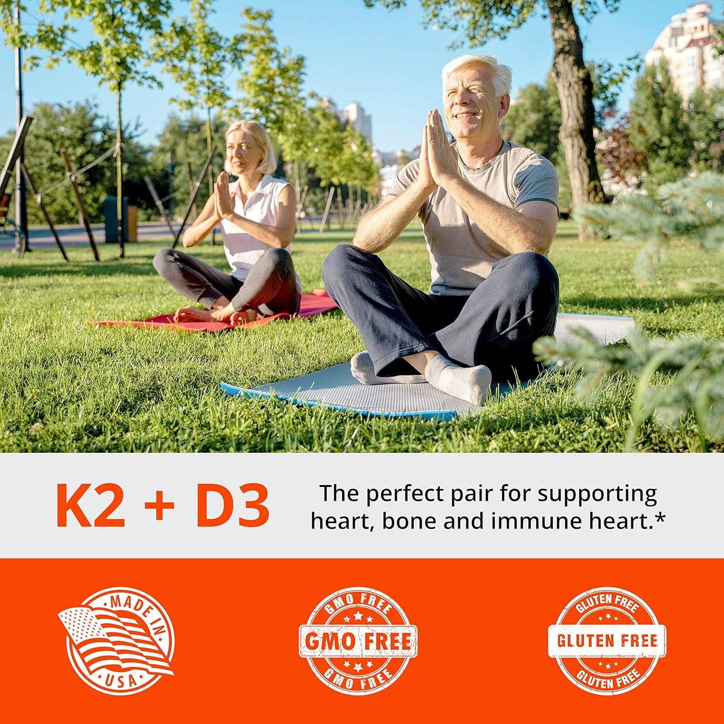 Vitamin K2 (MK7) with D3 Supplement for Bone and Heart Health - Non-GMO Formula with Easy-to-Swallow Capsules