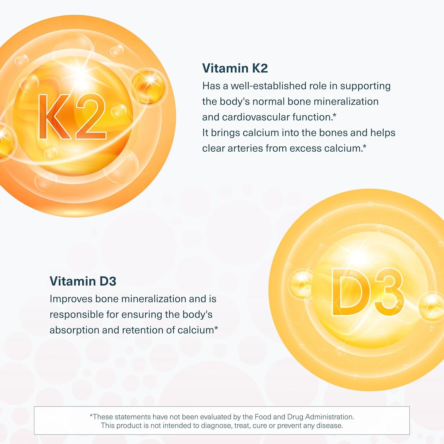 Vitamin K2D3 Supplement for Bone and Heart Health - 60 Vegetarian Capsules - Dairy, Soy, and Gluten Free