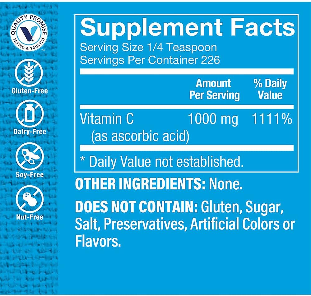 Vitamin Shoppe 1,000MG Vitamin C Powder for Immune & Heart Health - 8oz Antioxidant Powder
