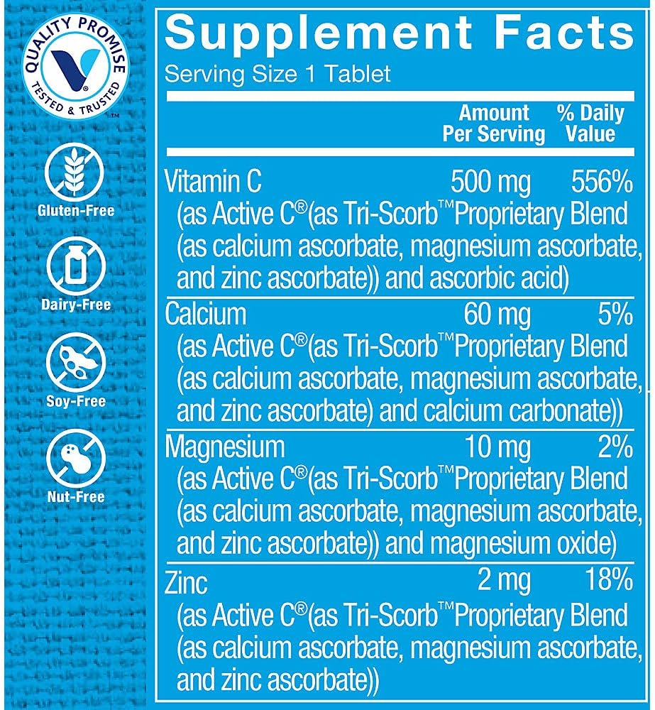 Vitamin Shoppe Active-C with Bioflavonoids - Immunity & Vascular Health Support - 500 MG (100 Tablets)