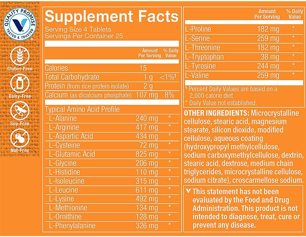 Vitamin Shoppe Amino Complex - 100 Tablets for Muscle Support and Recovery
