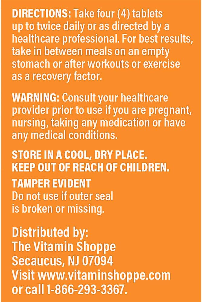 Vitamin Shoppe Amino Complex - 100 Tablets for Muscle Support and Recovery