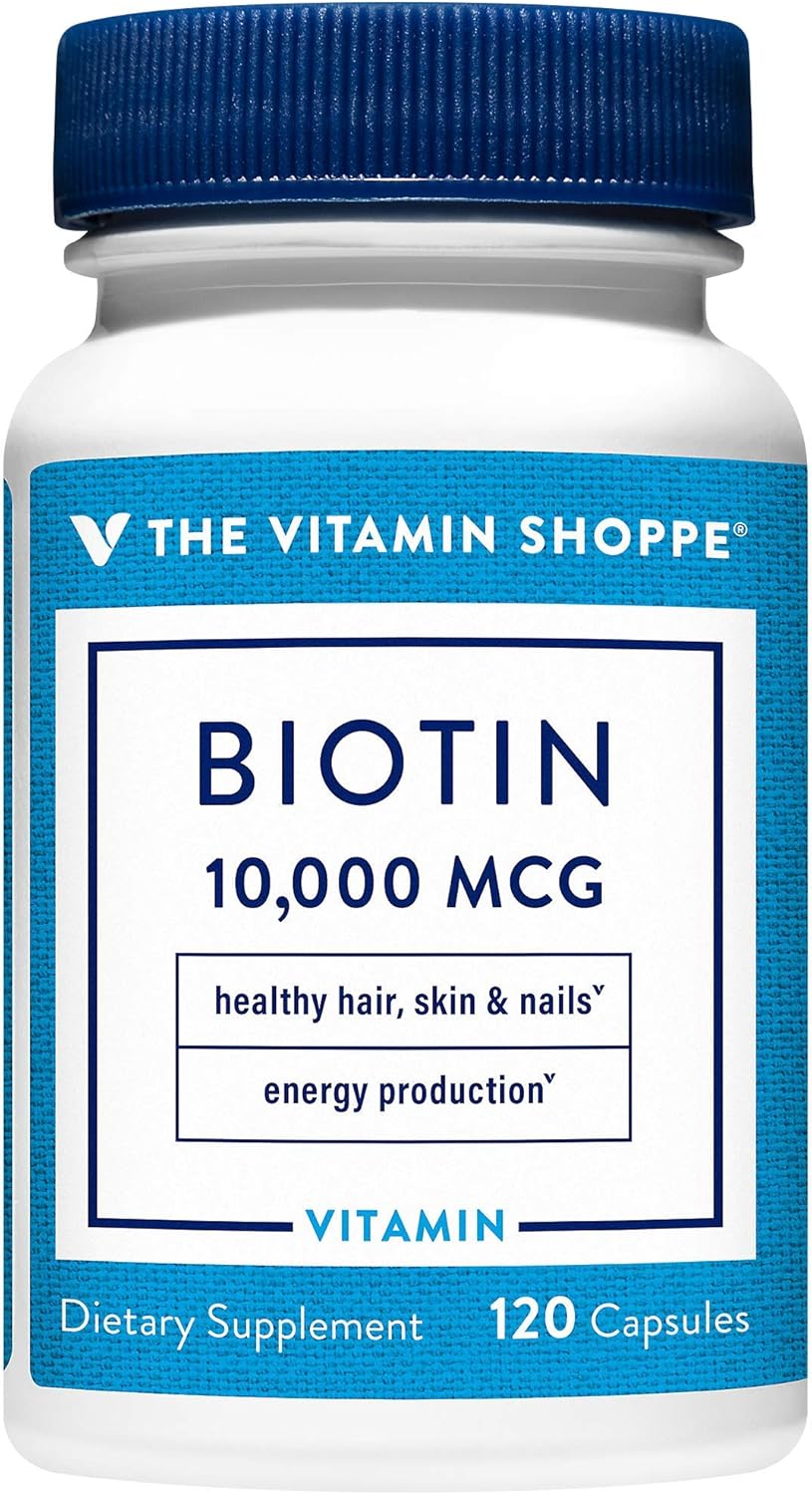 Vitamin Shoppe Biotin 1,000MCG Capsules for Hair, Skin, Nails, Energy - 120 Count