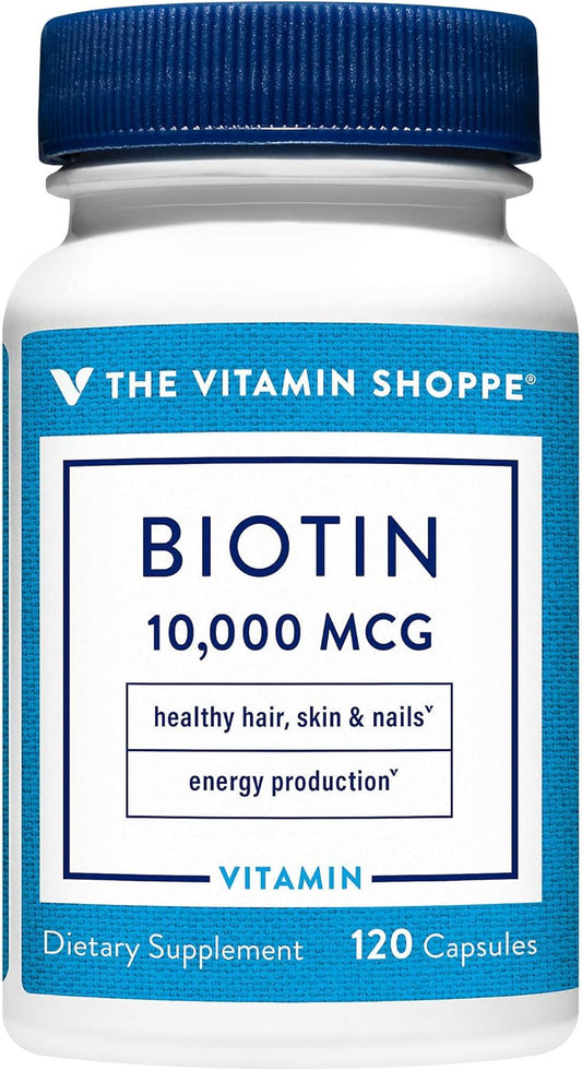 Vitamin Shoppe Biotin 1,000MCG Capsules for Hair, Skin, Nails, Energy - 120 Count