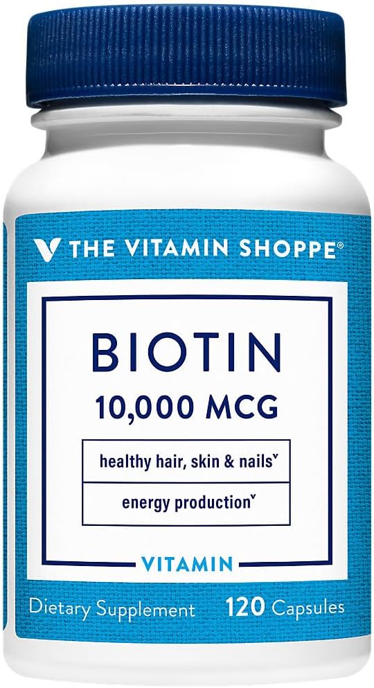 Vitamin Shoppe Biotin 1,000MCG Capsules for Hair, Skin, Nails, Energy - 120 Count