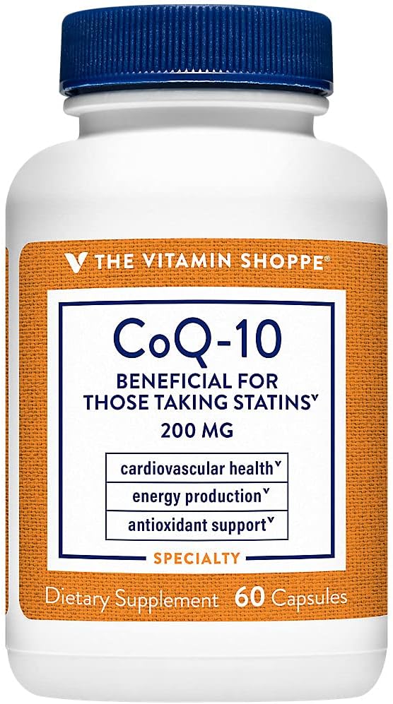 Vitamin Shoppe CoQ-10 200mg Capsules - Supports Heart Health, Cellular Health, and Energy Production - Antioxidant Supplement for Statin Users - 60 Count