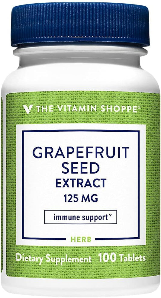 Vitamin Shoppe Grapefruit Seed Extract 125MG Tablets for Immune Support - Antioxidant Supplement with Citricidal Brand - Traveler's Herbal Aid