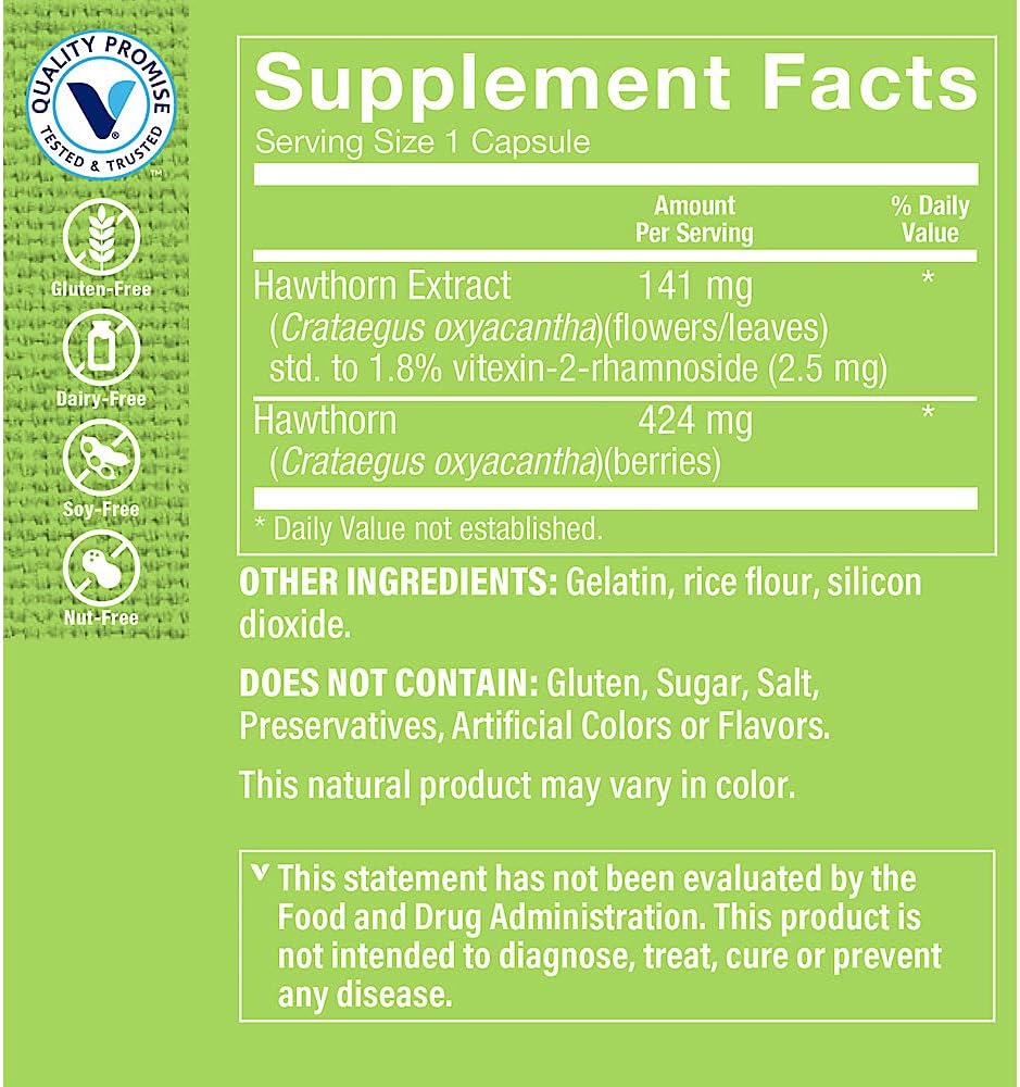 Vitamin Shoppe Hawthorn Extract Capsules for Cardiovascular and Cellular Health - 300 Count