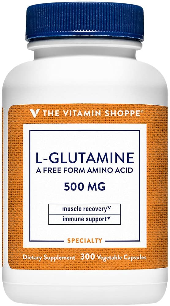 Vitamin Shoppe L-Glutamine 500MG Capsules for Muscle Recovery & Immune Health - Free Form Amino Acid (300 Count)