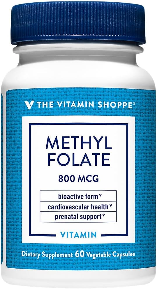 Vitamin Shoppe Methylfolate 800 MCG for Women's Health - Prenatal Support & Baby Development - 60 Capsules