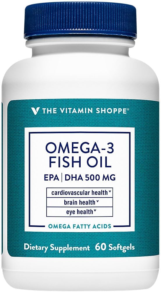 Vitamin Shoppe Omega-3 Fish Oil 1000mg Softgels, High EPA and DHA, Molecularly Distilled for Heart, Joint, and Brain Health - Citrus Flavor (60 Count)