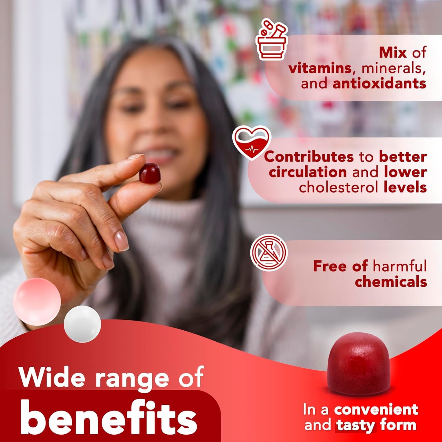 VITAMIZED Beetroot & COQ10 Gummies with Grape Seed Extract - 1500mg Circulation Energy Boost - Gluten Free - 60 Count