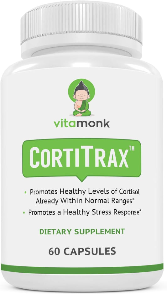 VitaMonk CortiTrax - Natural Cortisol Blocker for Managing Cortisol Levels - 60 Capsules