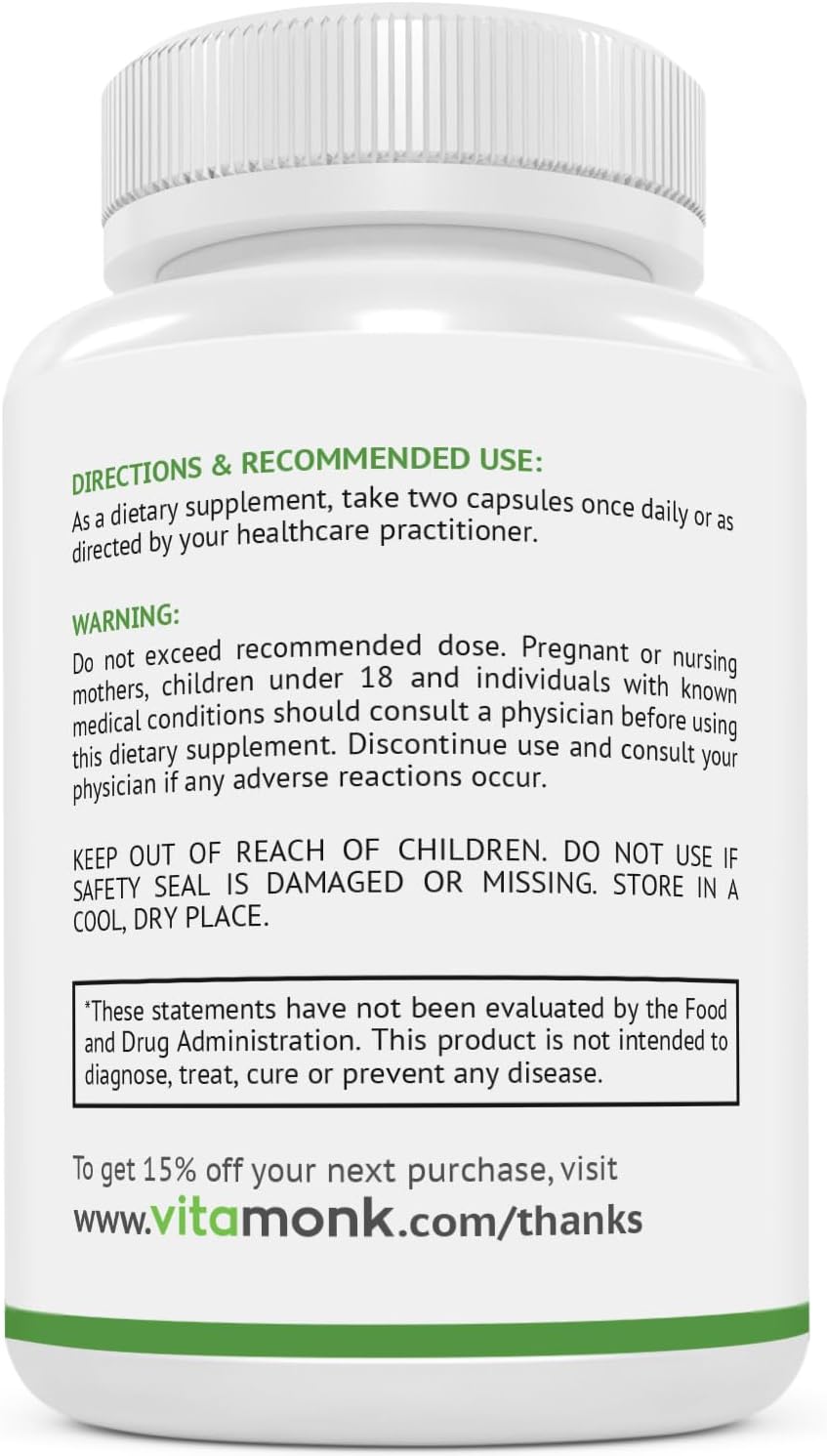 VitaMonk CortiTrax - Natural Cortisol Blocker for Managing Cortisol Levels - 60 Capsules