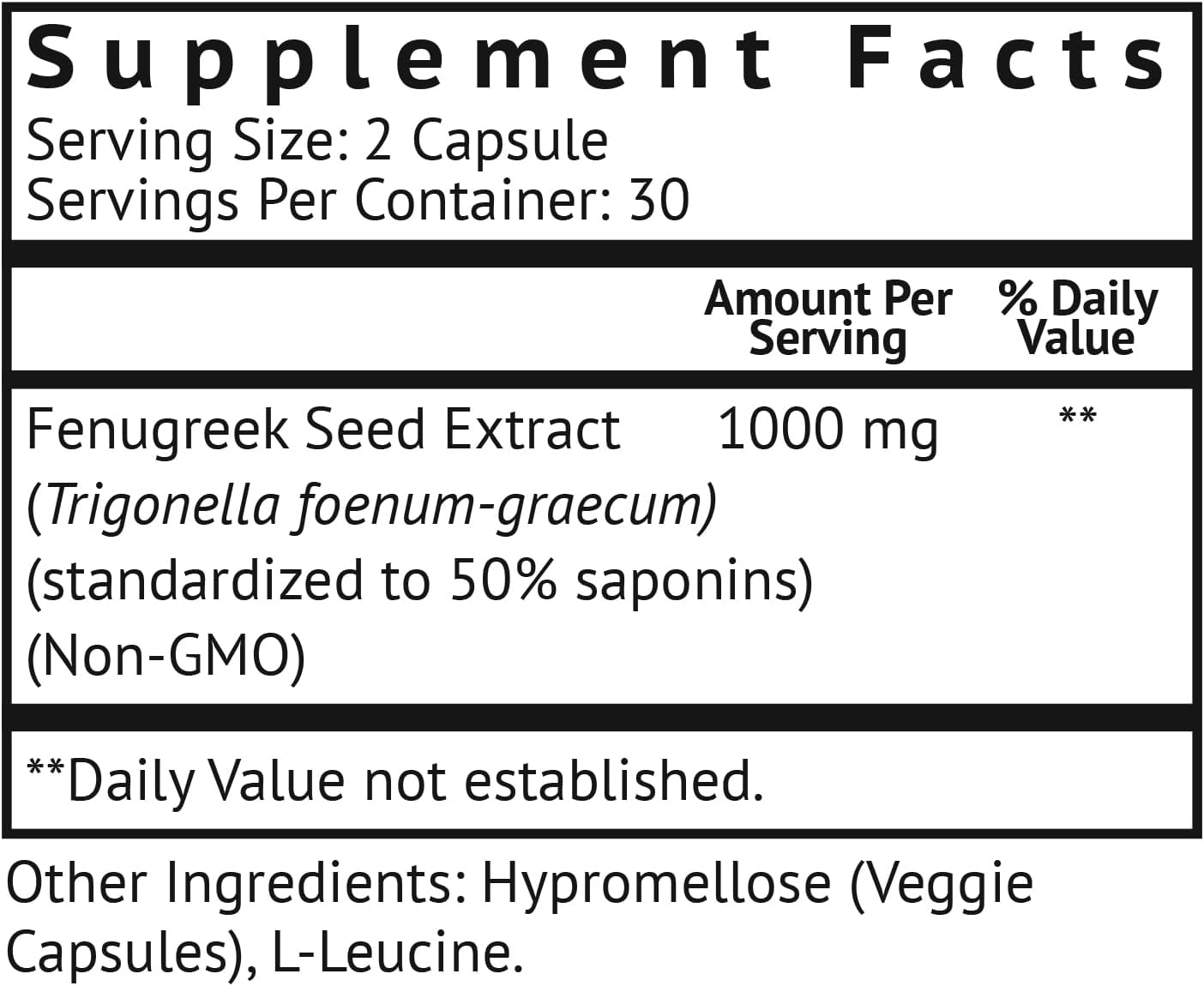 VitaMonk FenuTrax™ Fenugreek Extract - 50% Fenuside Standardized - High Furostanol Glycoside - 60 Capsules