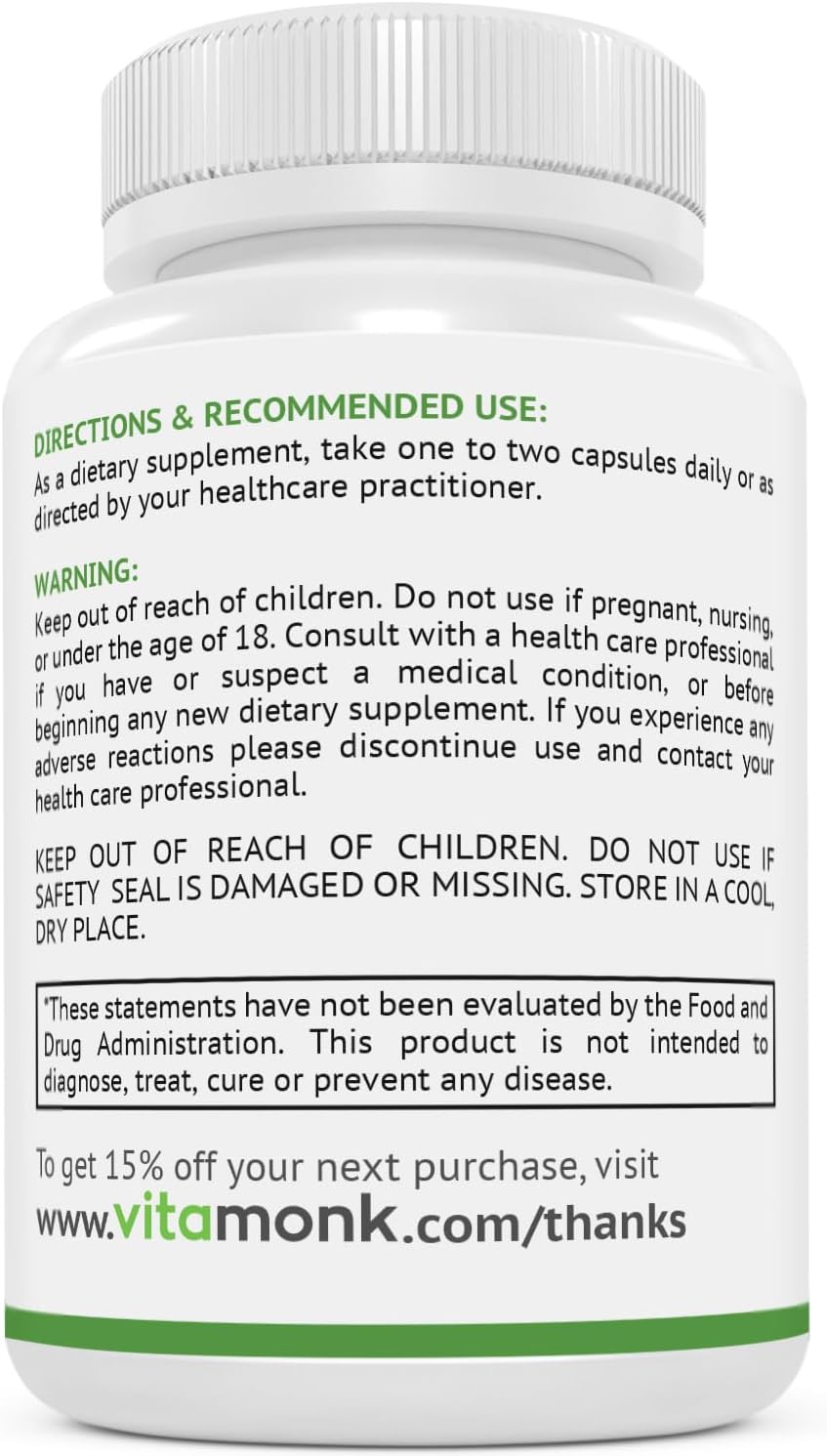 VitaMonk FenuTrax™ Fenugreek Extract - 50% Fenuside Standardized - High Furostanol Glycoside - 60 Capsules